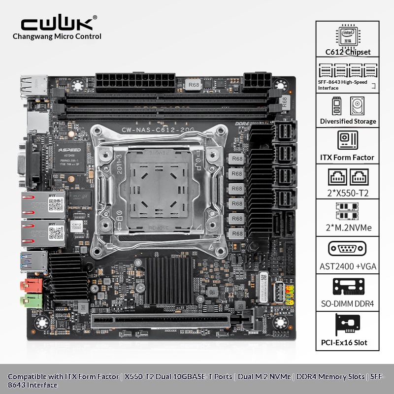C612 LGA 2011-3 Xeon X99 Mothe - огляд і ціна Nas Motherboard 8 Sata Mini Itx