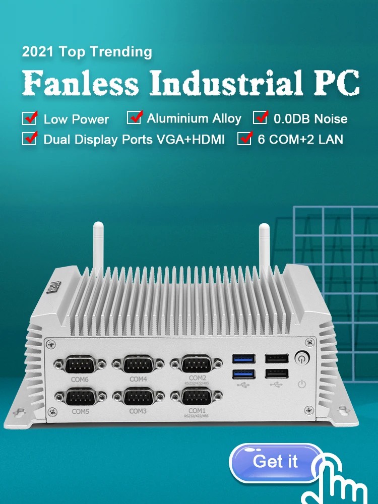 Industrial PC fanless mini pc  - огляд і ціна Fanless Industrial Pc Rs485 Core I7