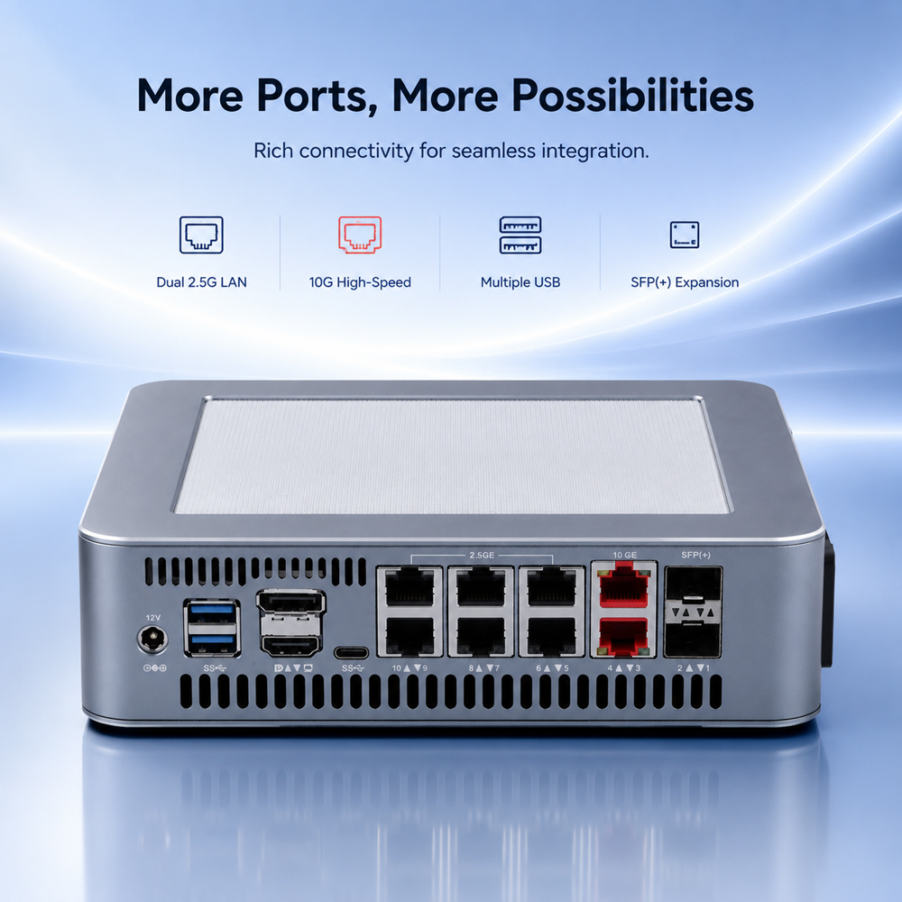 Qotom Q51551ST Mini PC Int el  - огляд і ціна Dual Lan 10G Sfp+ Mini Pc